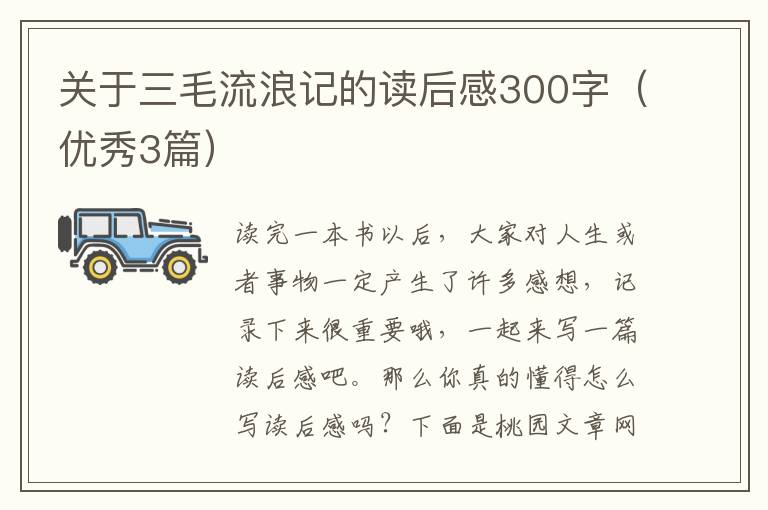 关于三毛流浪记的读后感300字(优秀3