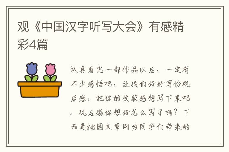 观《中国汉字听写大会》有感精彩4篇