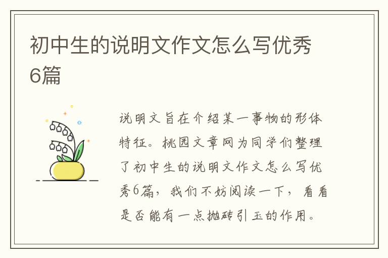 初中生的说明文作文怎么写优秀6篇