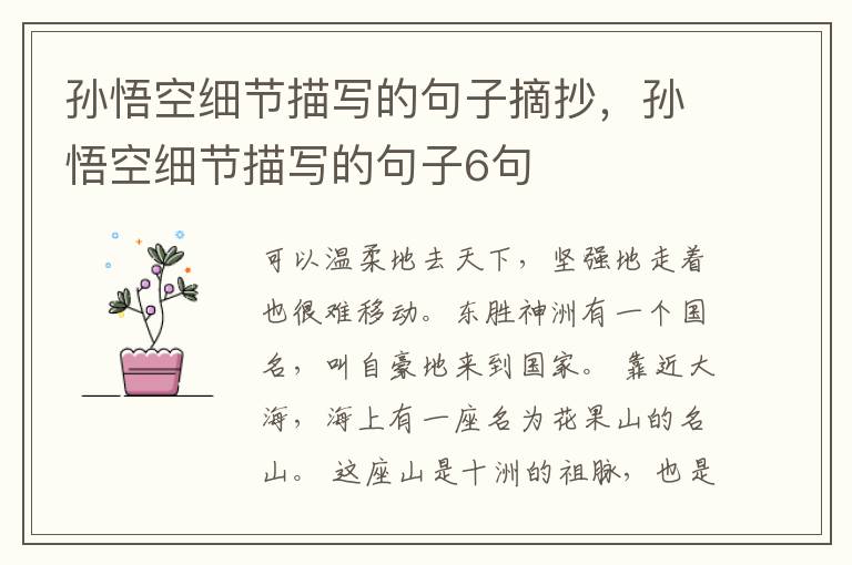 孙悟空细节描写的句子摘抄,孙悟空细