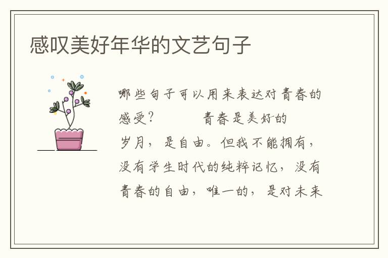 感叹美好年华的文艺句子