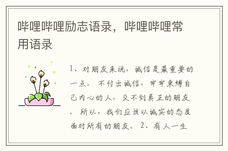 哔哩哔哩励志语录，哔哩哔哩常用语录