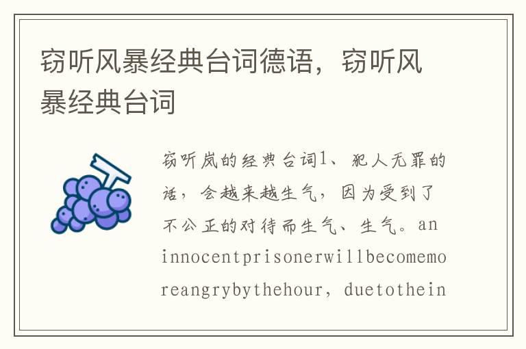 窃听风暴经典台词德语，窃听风暴经典台词