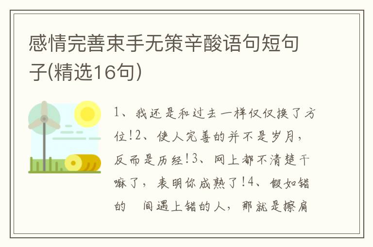 感情完善束手无策辛酸语句短句子(精选16句)