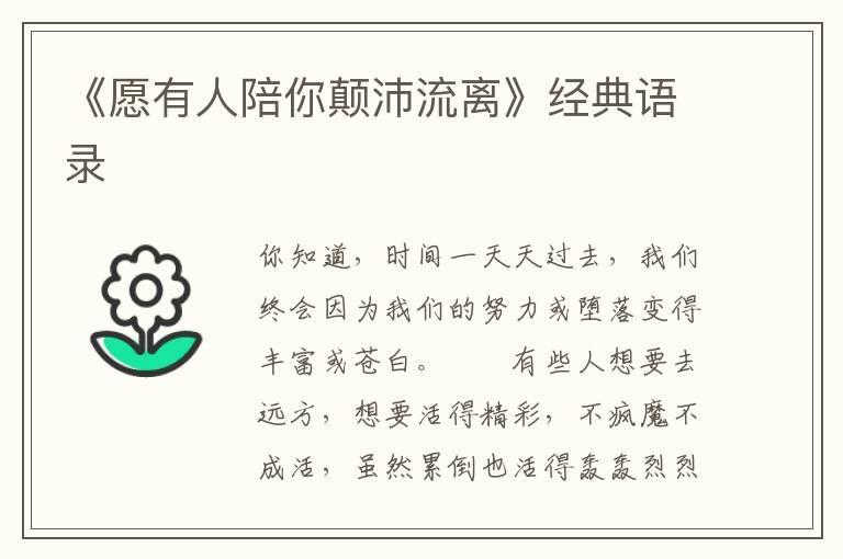 《愿有人陪你颠沛流离》经典语录