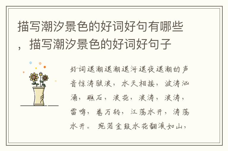 描写潮汐景色的好词好句有哪些，描写潮汐景色的好词好句子