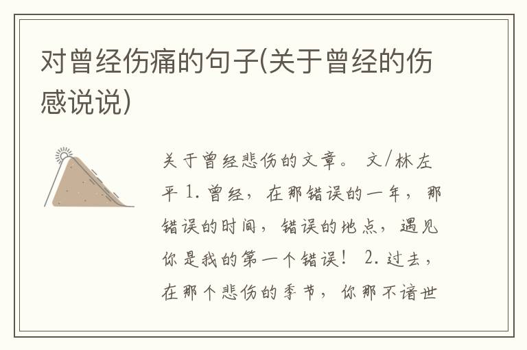 对曾经伤痛的句子(关于曾经的伤感说说)