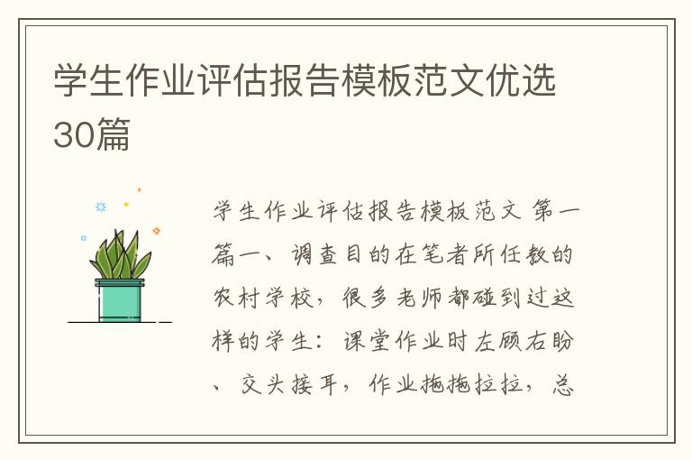 学生作业评估报告模板范文优选30篇
