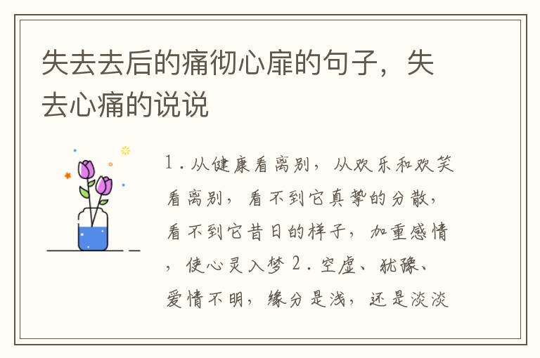 失去去后的痛彻心扉的句子，失去心痛的说说