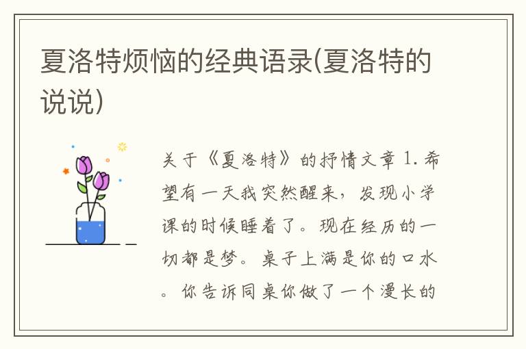 夏洛特烦恼的经典语录(夏洛特的说说)