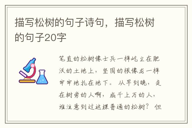 描写松树的句子诗句，描写松树的句子20字