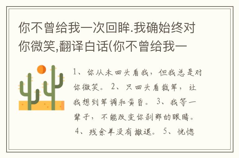 你不曾给我一次回眸.我确始终对你微笑,翻译白话(你不曾给我一次回眸