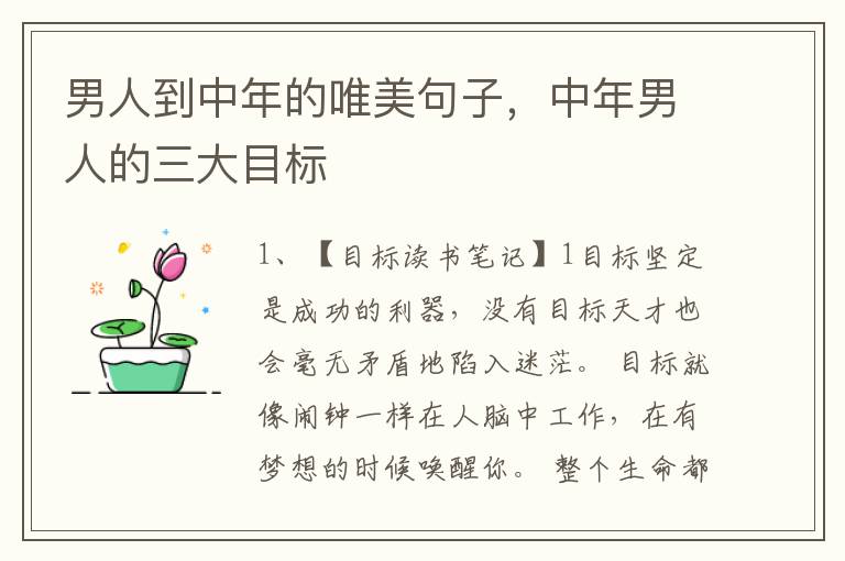 男人到中年的唯美句子，中年男人的三大目标