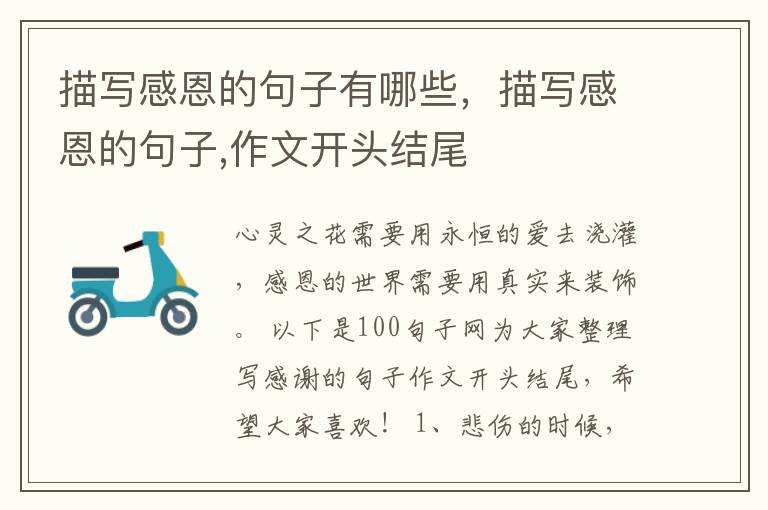 描写感恩的句子有哪些,描写感恩的句