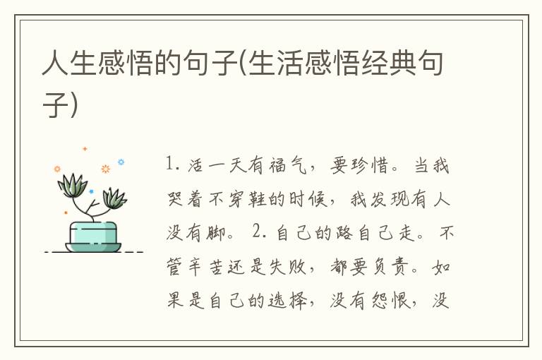 人生感悟的句子(生活感悟经典句子)