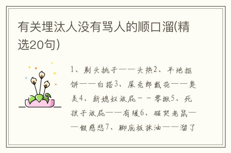 有关埋汰人没有骂人的顺口溜(精选20句)