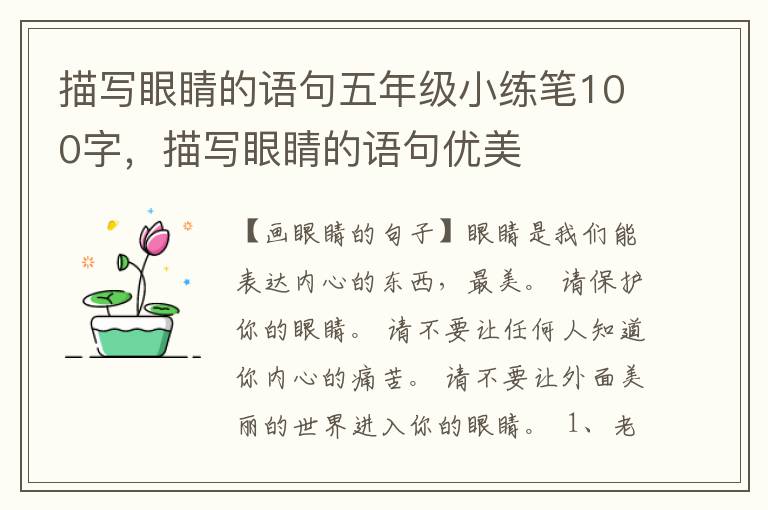 描写眼睛的语句五年级小练笔100字，描写眼睛的语句优美