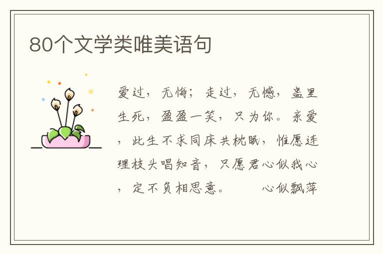 80个文学类唯美语句