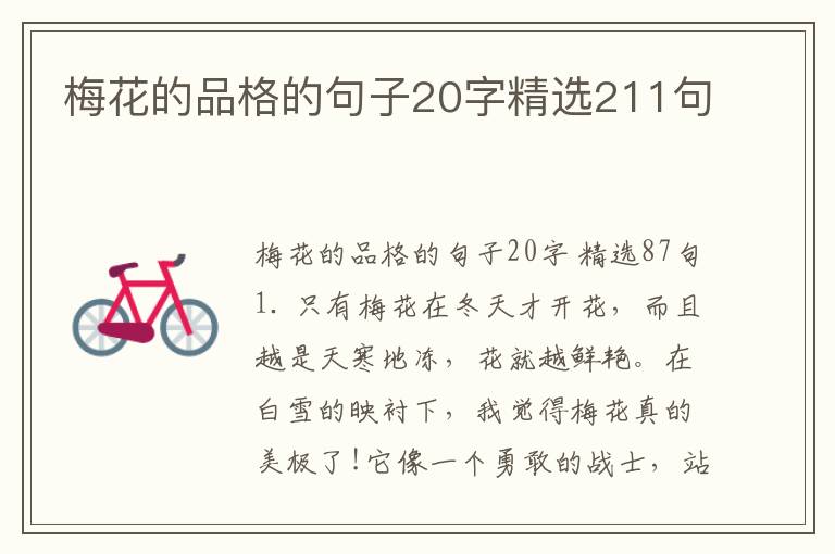梅花的品格的句子20字精选211句