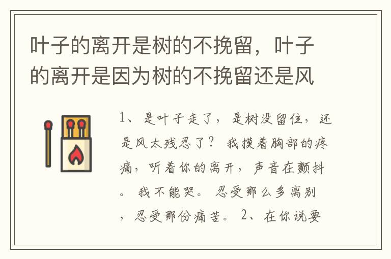 叶子的离开是树的不挽留，叶子的离开是因为树的不挽留还是风的追求