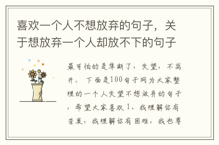 喜欢一个人不想放弃的句子，关于想放弃一个人却放不下的句子