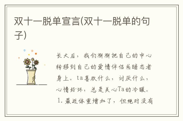 双十一脱单宣言(双十一脱单的句子)