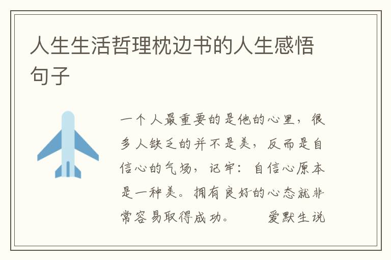 人生生活哲理枕边书的人生感悟句子