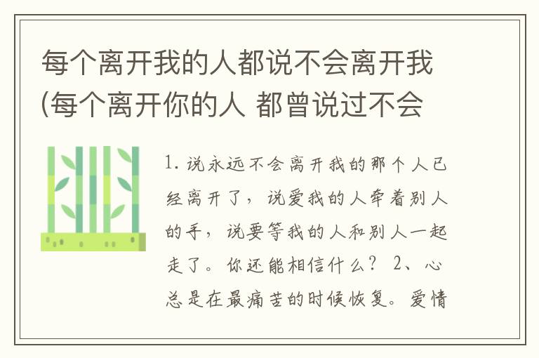 每个离开我的人都说不会离开我(每个离开你的人 都曾说过不会离开你
