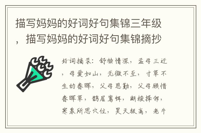 描写妈妈的好词好句集锦三年级,描写
