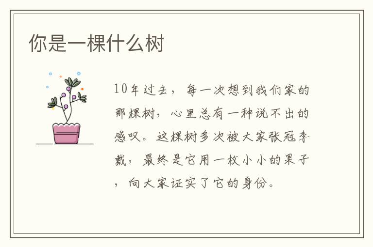 你是一棵什么树