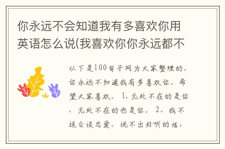 你永远不会知道我有多喜欢你用英语