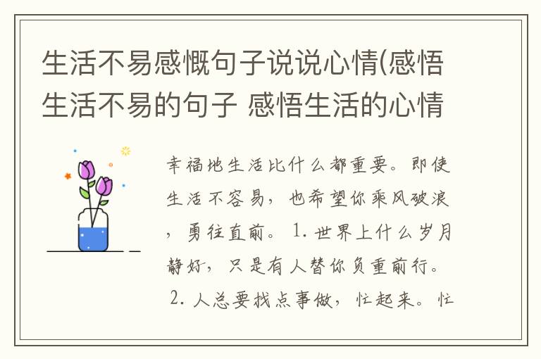 生活不易感慨句子说说心情(感悟生
