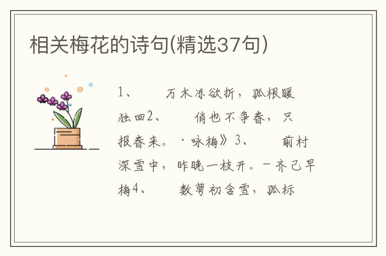 相关梅花的诗句(精选37句)