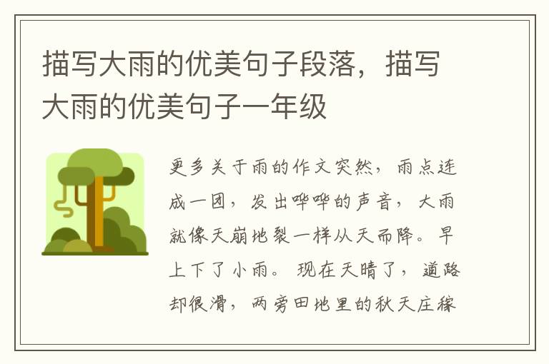 描写大雨的优美句子段落,描写大雨的