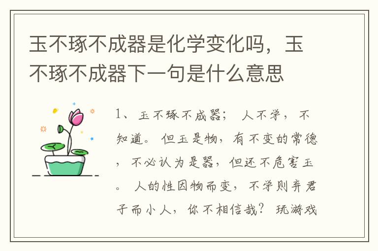 玉不琢不成器是化学变化吗，玉不琢不成器下一句是什么意思