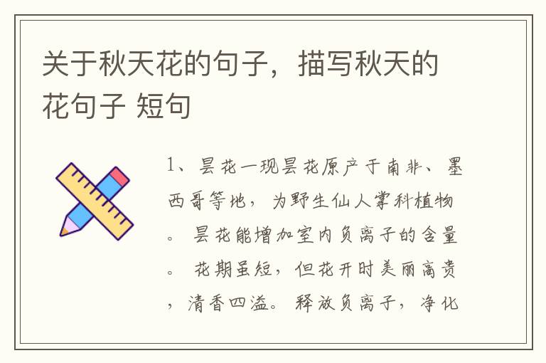 关于秋天花的句子,描写秋天的花句子