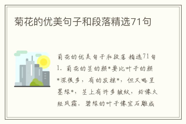 菊花的优美句子和段落精选71句