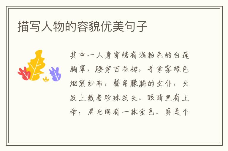 描写人物的容貌优美句子