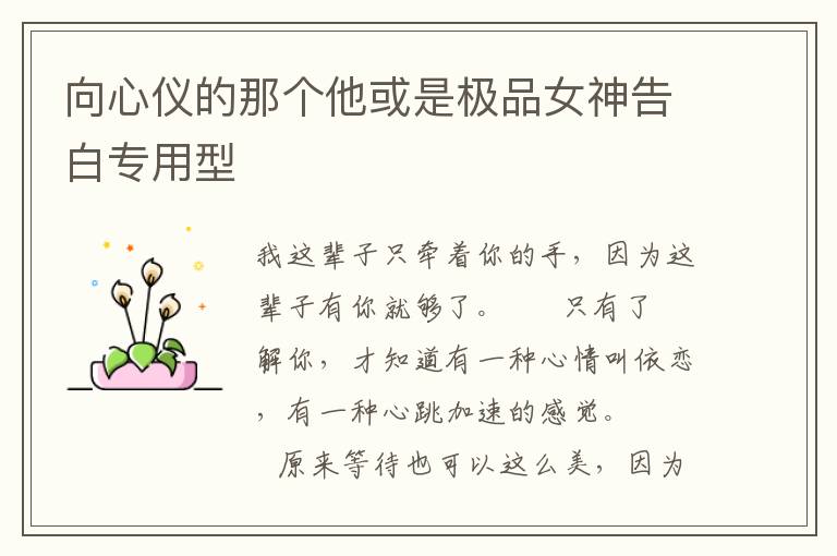 向心仪的那个他或是极品女神告白专用型