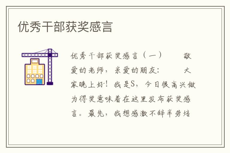 优秀干部获奖感言