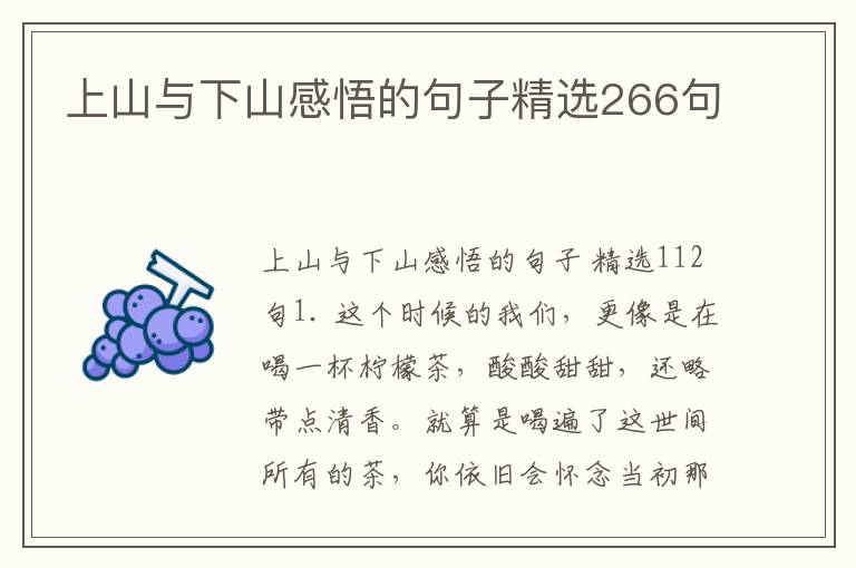 上山与下山感悟的句子精选266句