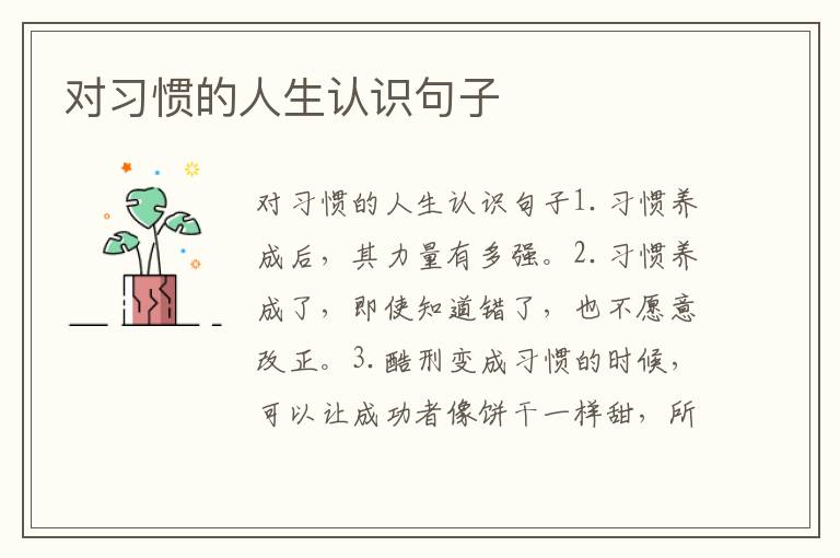 对习惯的人生认识句子