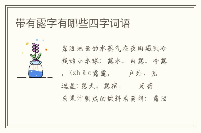 带有露字有哪些四字词语