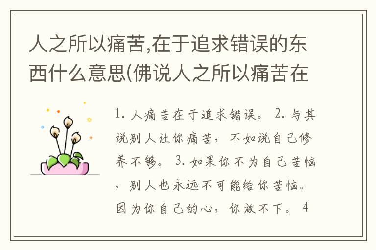 人之所以痛苦,在于追求错误的东西