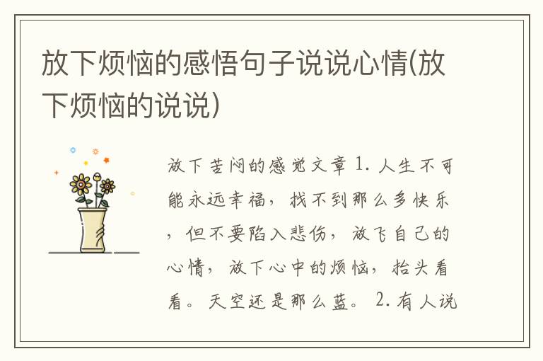 放下烦恼的感悟句子说说心情(放下烦恼的说说)