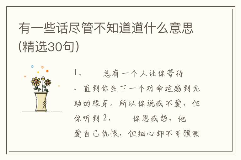 有一些话尽管不知道道什么意思(精