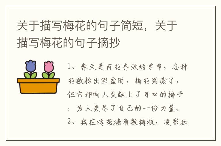 关于描写梅花的句子简短,关于描写梅