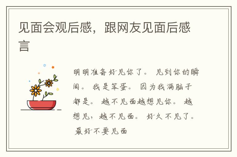 见面会观后感，跟网友见面后感言