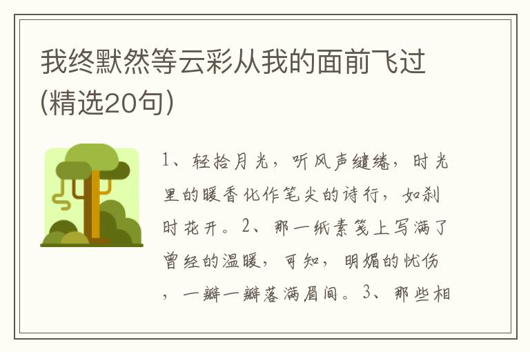 我终默然等云彩从我的面前飞过(精选20句)