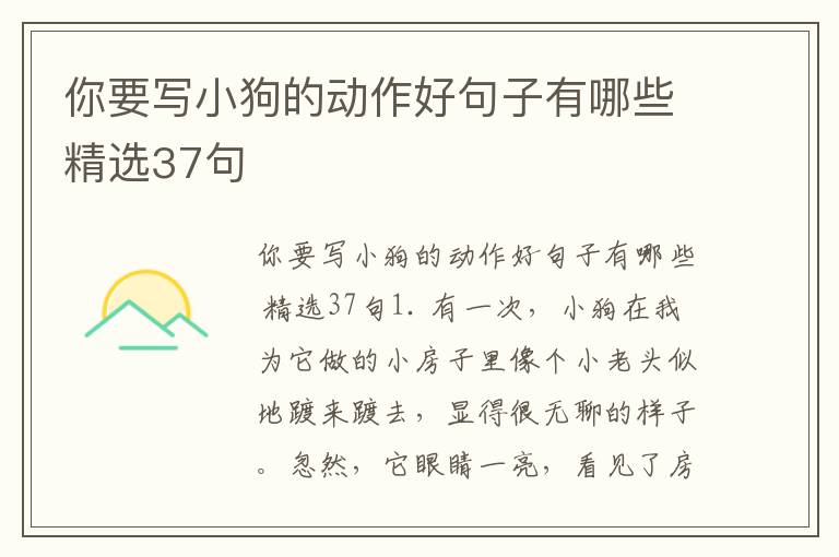 你要写小狗的动作好句子有哪些精选